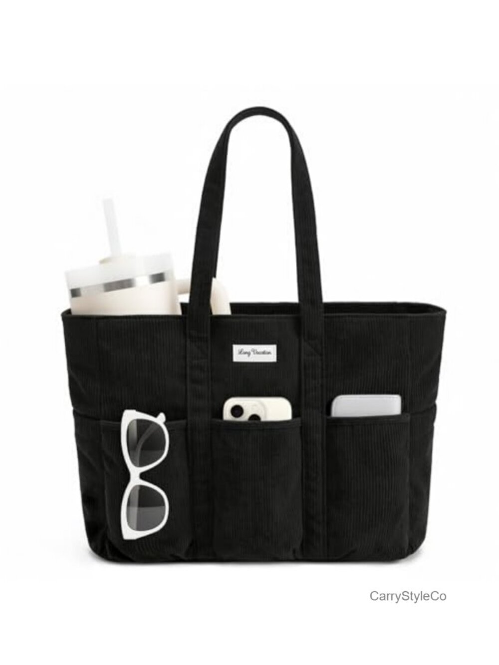 Corduroy Tote Bag Large Work Laptop Bag 16 Pockets Travel Tote Lightweight